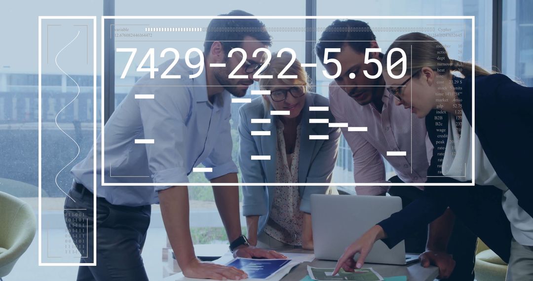 Team Collaborating Over Financial Data Visualization in Modern Office