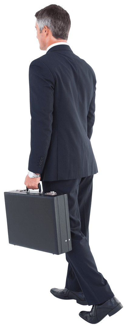 Transparent View of Businessman Walking with Briefcase