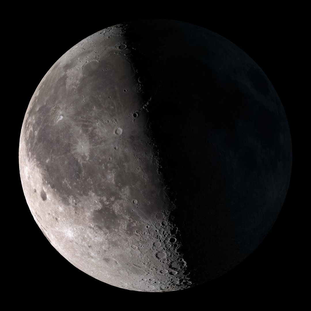 Third Quarter Moon Highlighting Detailed Lunar Terrain - Free Images, Stock Photos and Pictures on Pikwizard.com