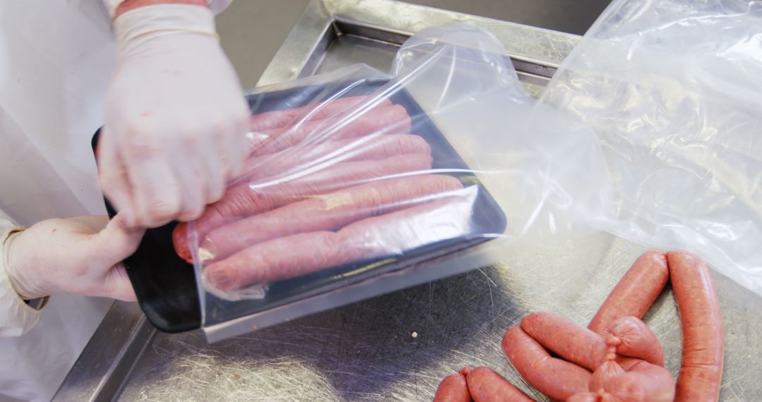 Butcher Packing Fresh Sausages in Vacuum Sealed Container - Free Images, Stock Photos and Pictures on Pikwizard.com