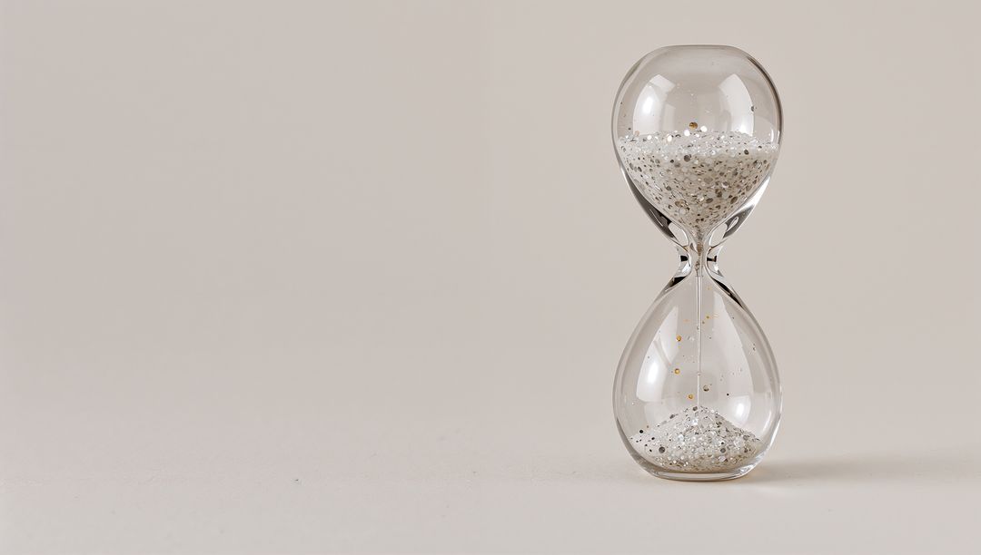 Elegant Hourglass with White Granules on Clear Surface