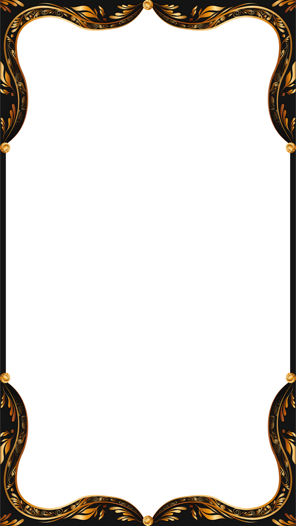 Elegant Transparent Ornate Gold Floral Frame Border