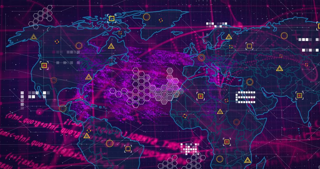 Abstract World Map Illustrating Data Processing Concepts