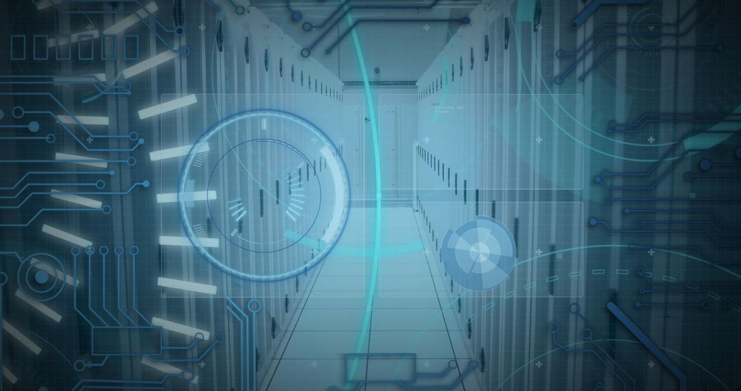 Digital Interface with 5G Tech Overlay in Server Room