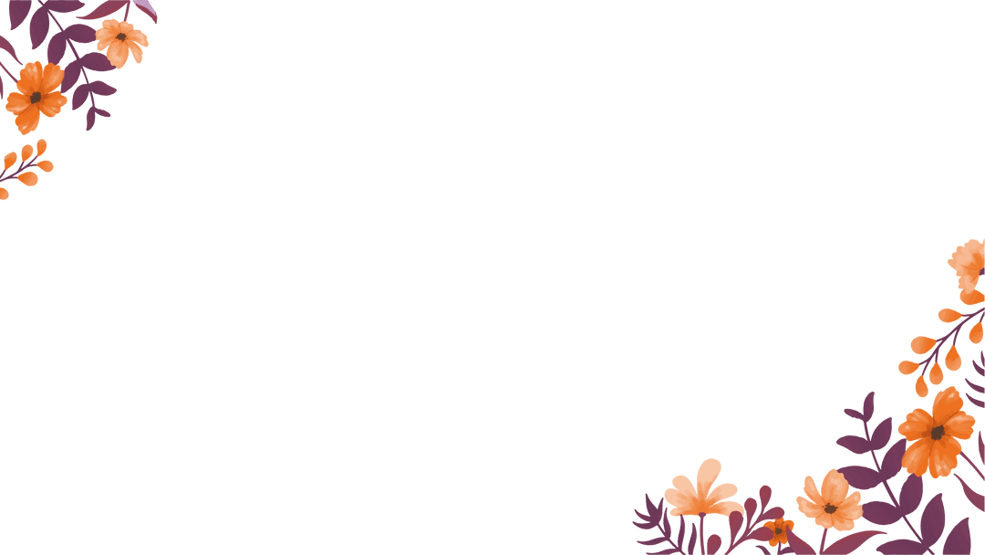 Transparent Border with Orange Blossoms and Magenta Leaves Transferring Vibrance