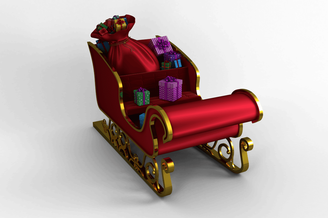 Festive Santa Claus Sleigh with Presents Transparent Illustration