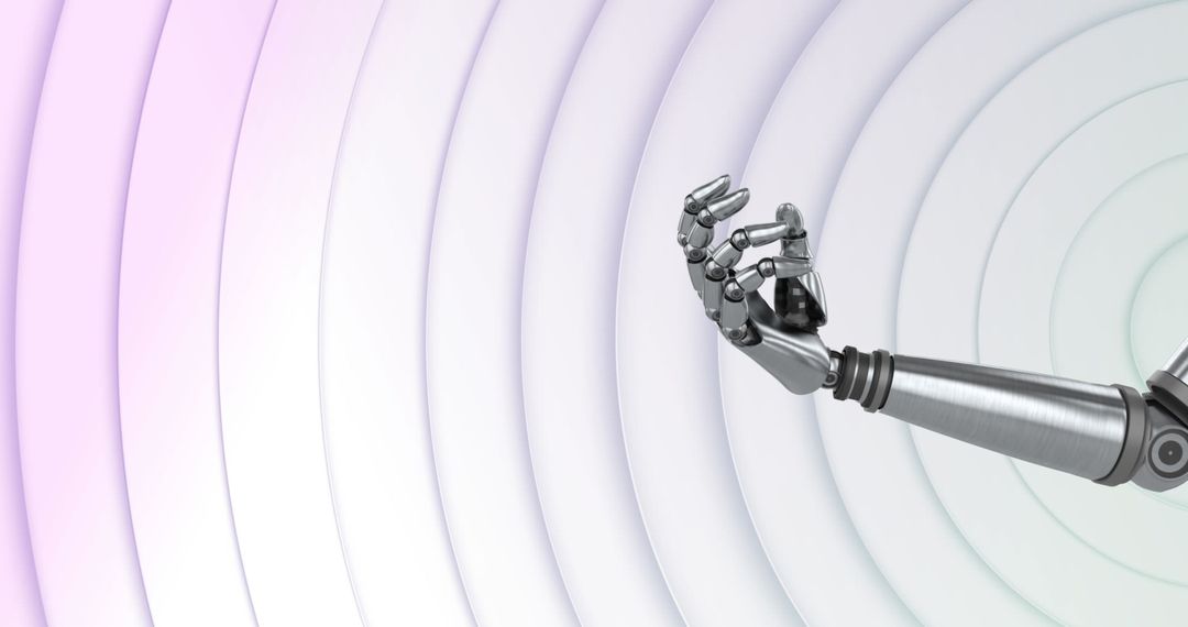 Robotic Hand in Motion with Futuristic Pulsating Circle Background