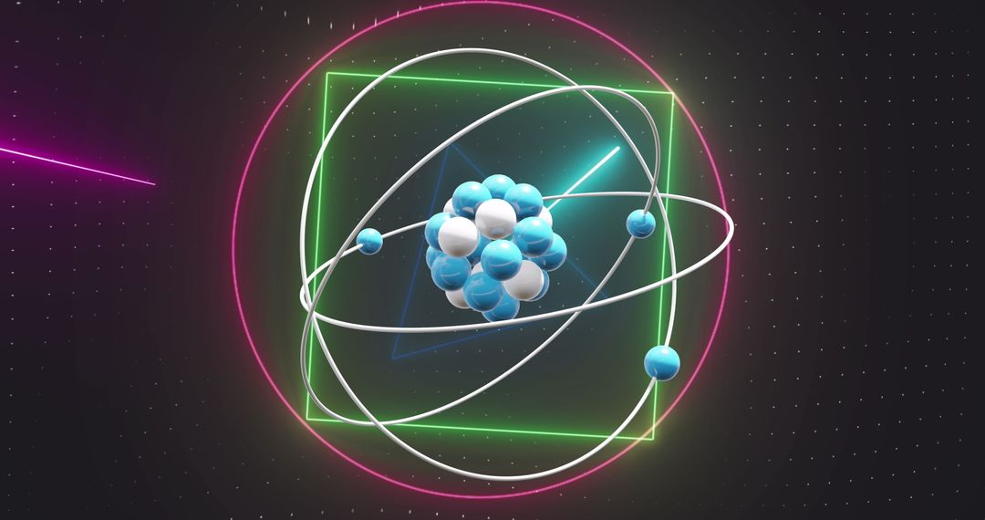 Digital Representation of Atom Models with Neon Accents