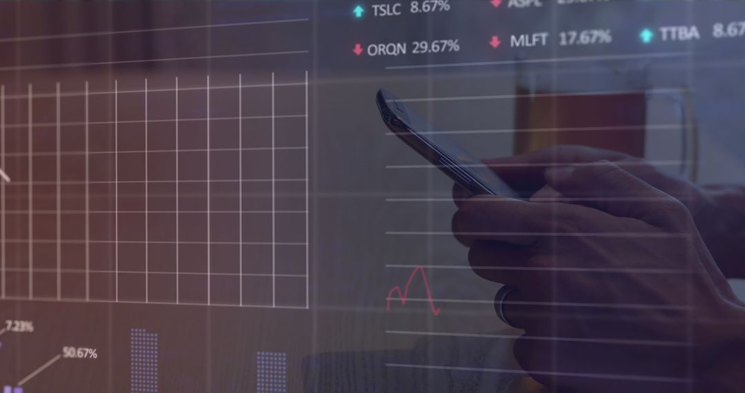 Smartphone User Analyzing Stock Market Trends