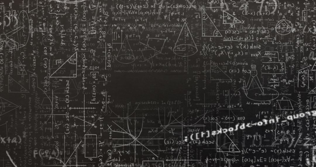 Complex Mathematical Equations on Dark Blackboard