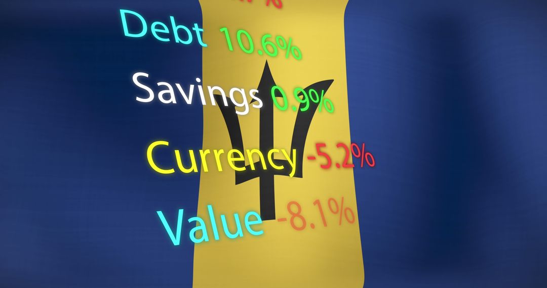 Barbados Flag with Financial Data Indicators
