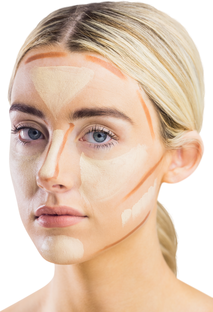 Portrait of Woman with Contouring Makeup on Transparent Background - Download Free Stock Images Pikwizard.com