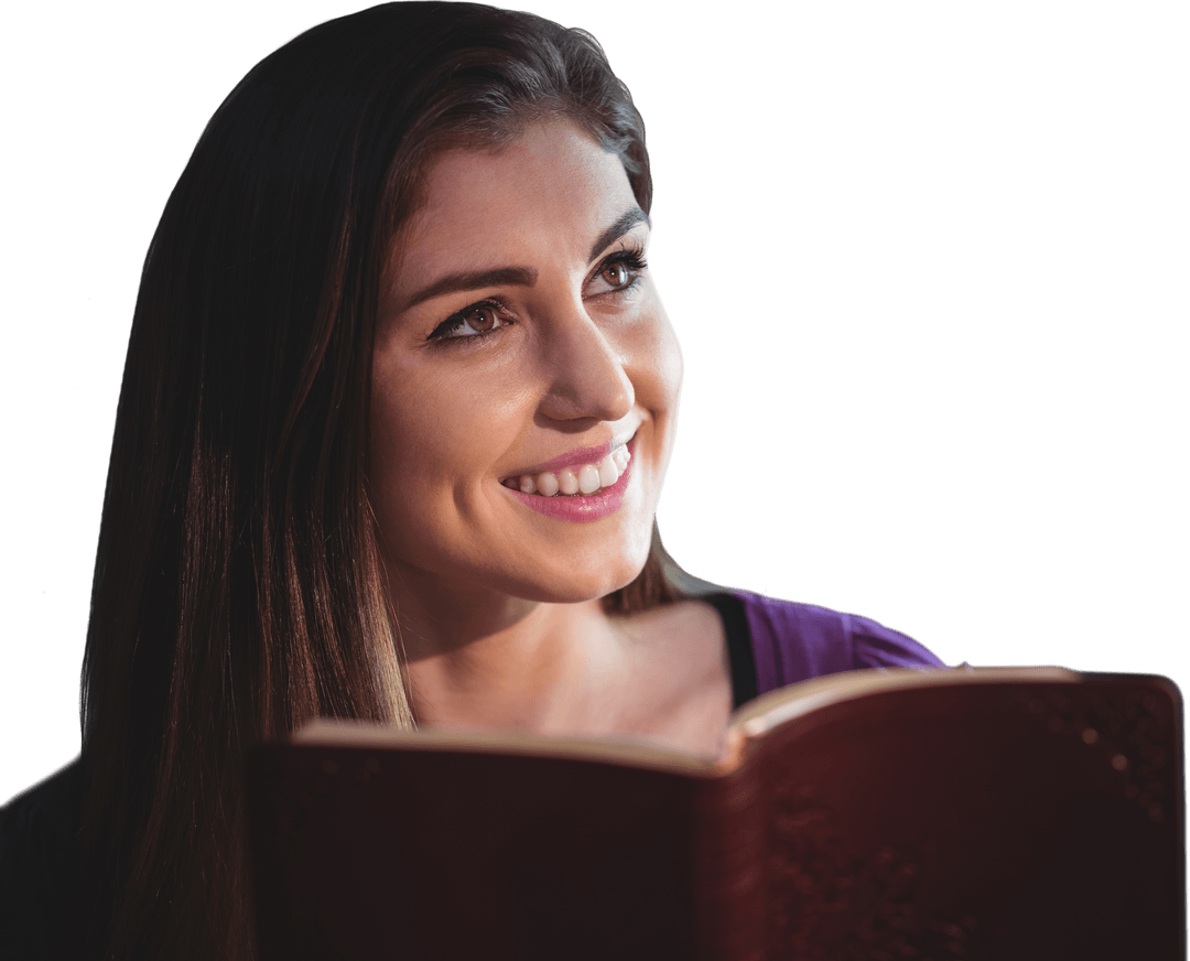 Transparent Woman Silhouette Enjoying Reading Book