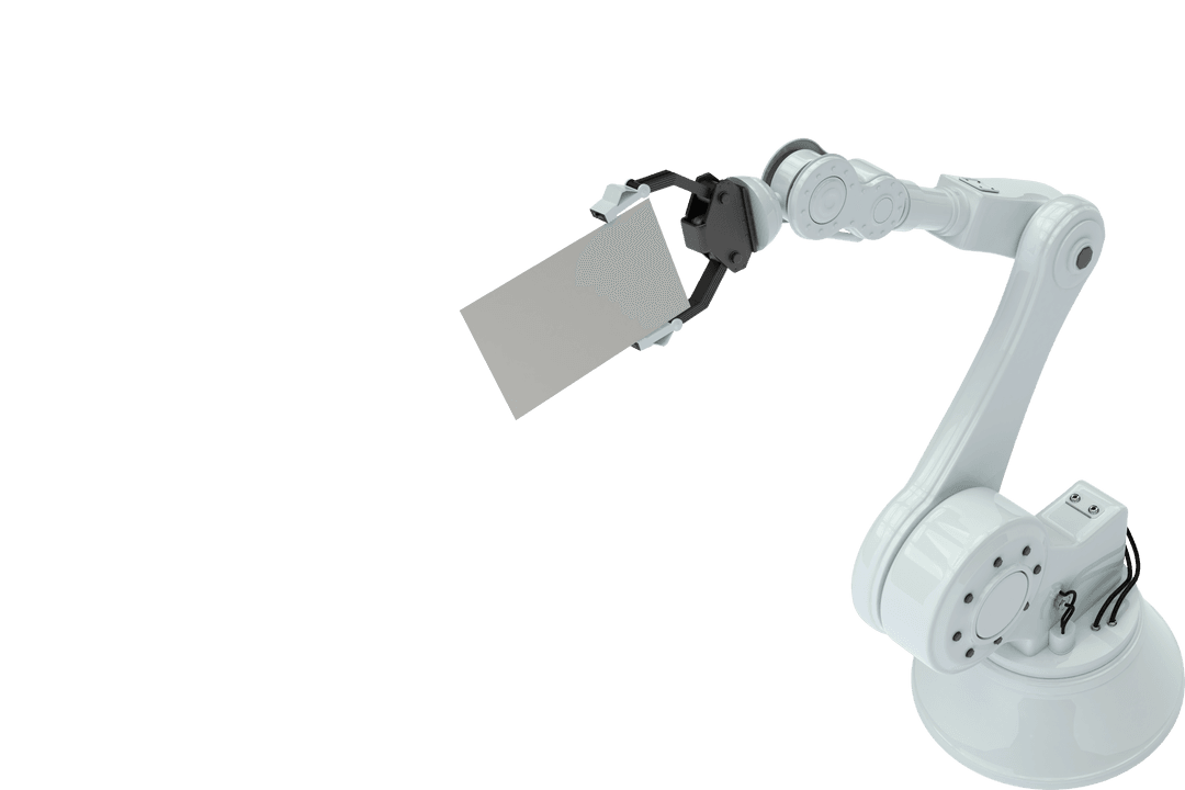 Transparent Background High-Tech Robot Arm Holding Placard