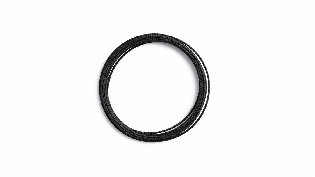 Black Braided Loop Cable on White Surface Showcasing Texture