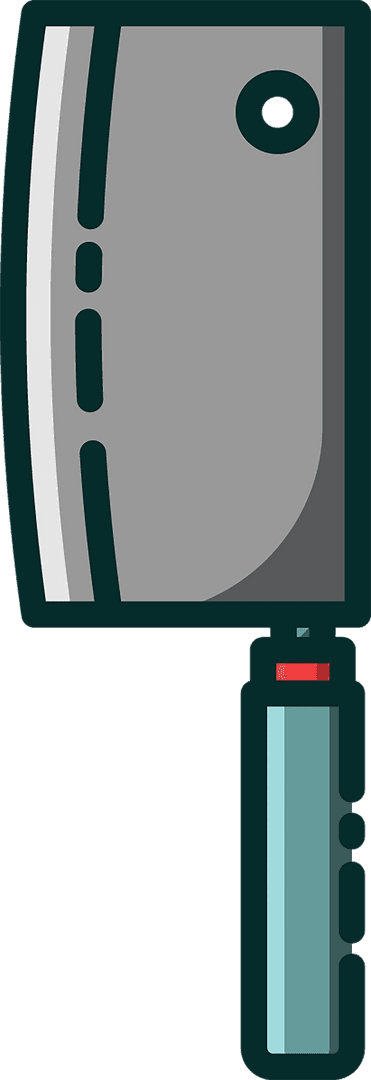 Digital Illustration Handheld Meat Cleaver on Transparent Background