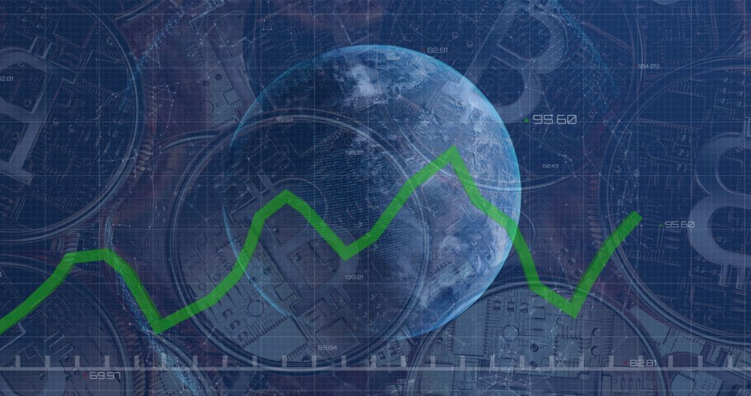 Global Cryptocurrency Market Trends with Rising Green Graph