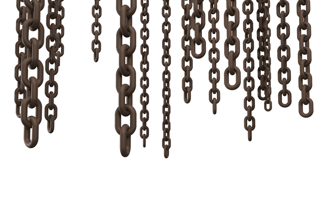 Transparent Hanging Metal Chains Illustrating Industrial Strength