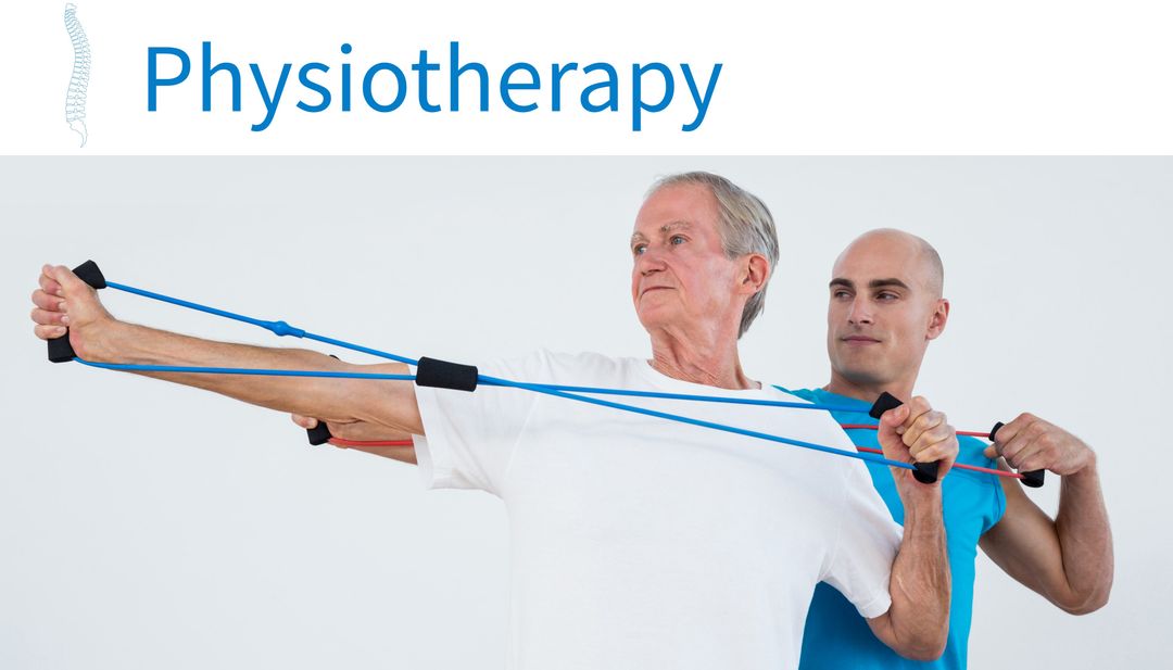 Senior Man Rehabilitation Exercise with Physiotherapist Support