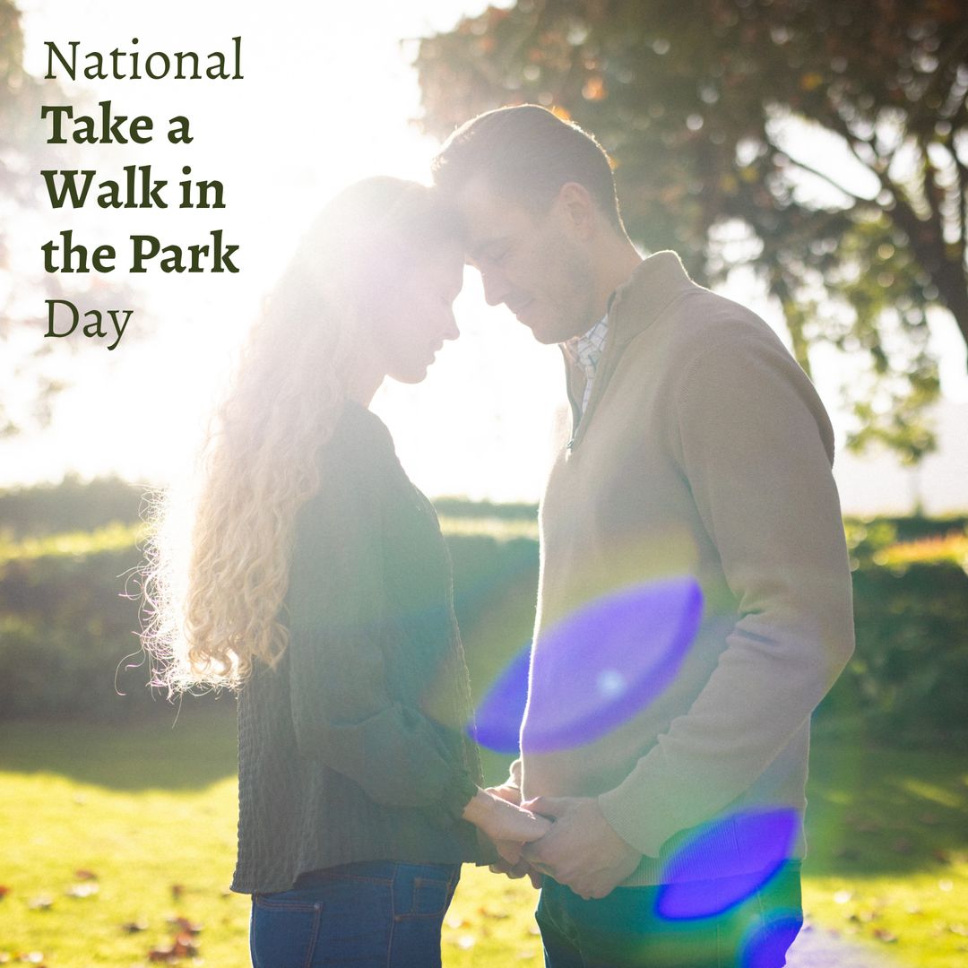Romantic Couple Enjoying Stroll in Park Celebrating Special Day