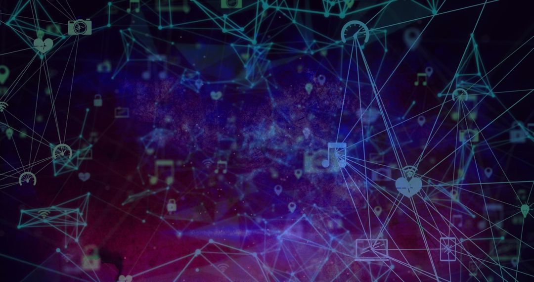 Global Digital Networking Web with Technology Icons