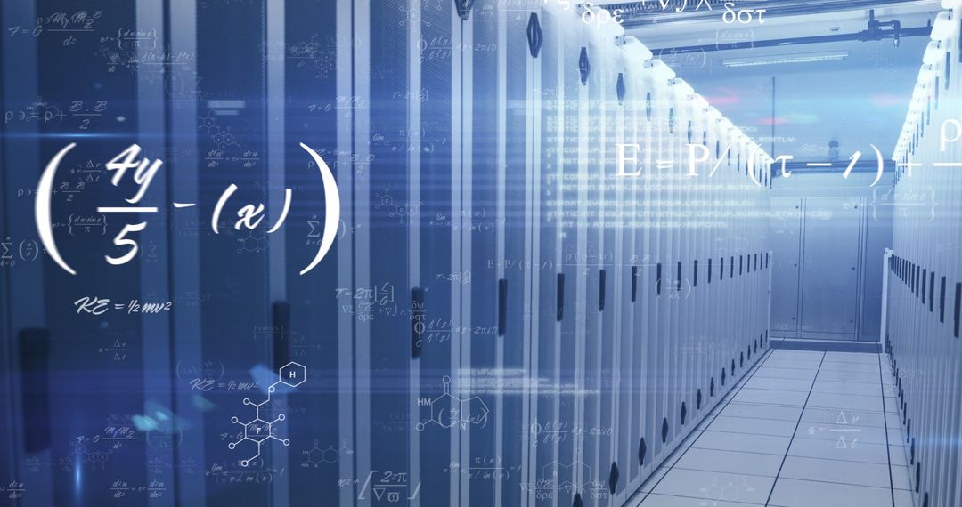 Digital Math Overlay on High-Tech Server Room