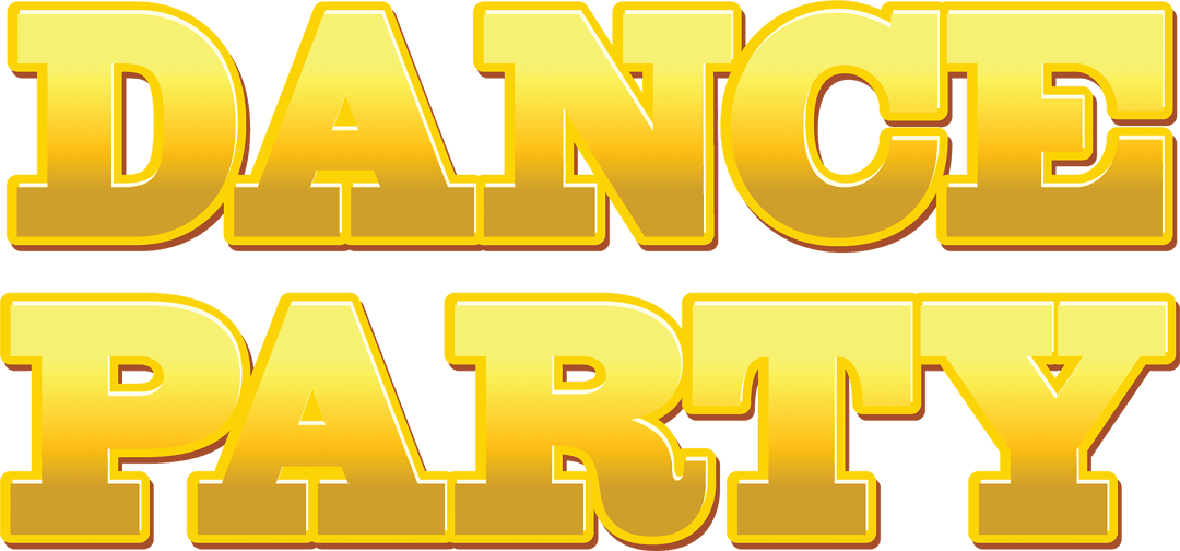 Dance Party Text in Bold Gold on Transparent Background