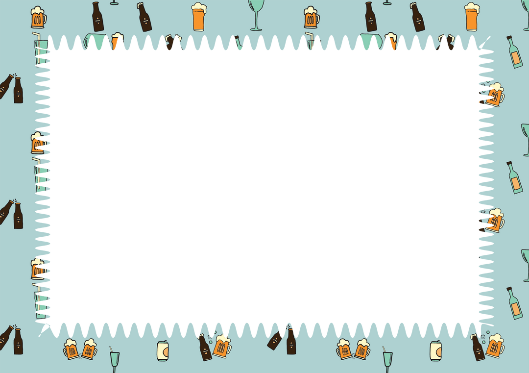 Colorful Drink Icons Surrounding Copy Space on Transparent Background