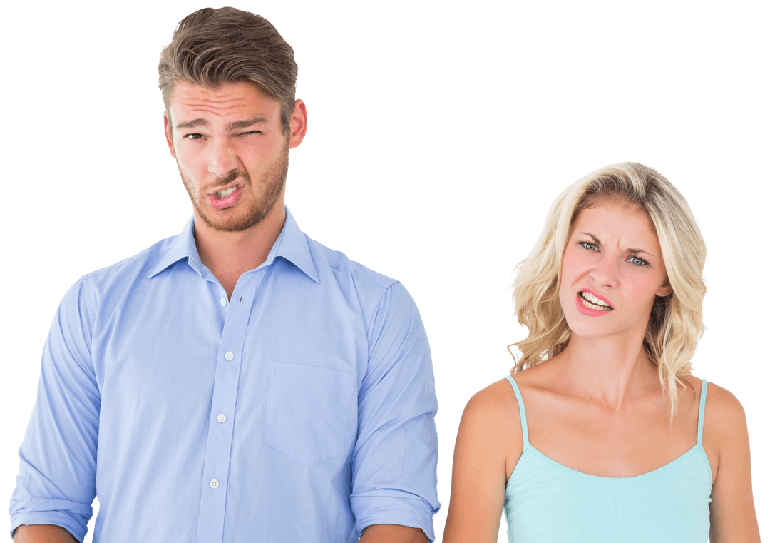 Couple Making Silly Faces on Transparent Background
