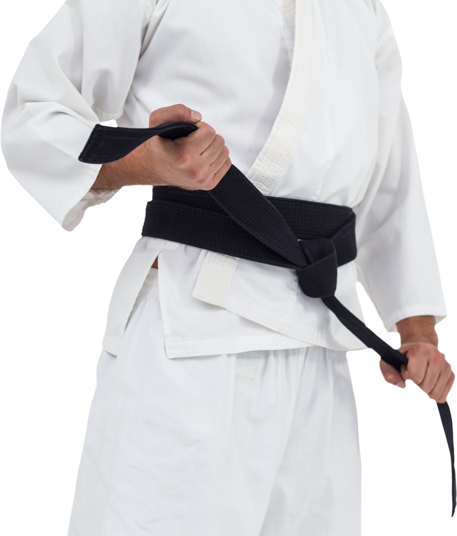 Transparent Martial Artist Adjusting Black Karate Belt - Download Free Stock Images Pikwizard.com