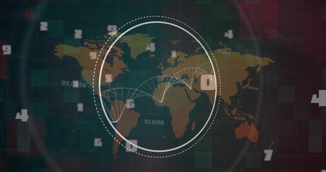 DNA Strand and Data Processing Over World Map Concept