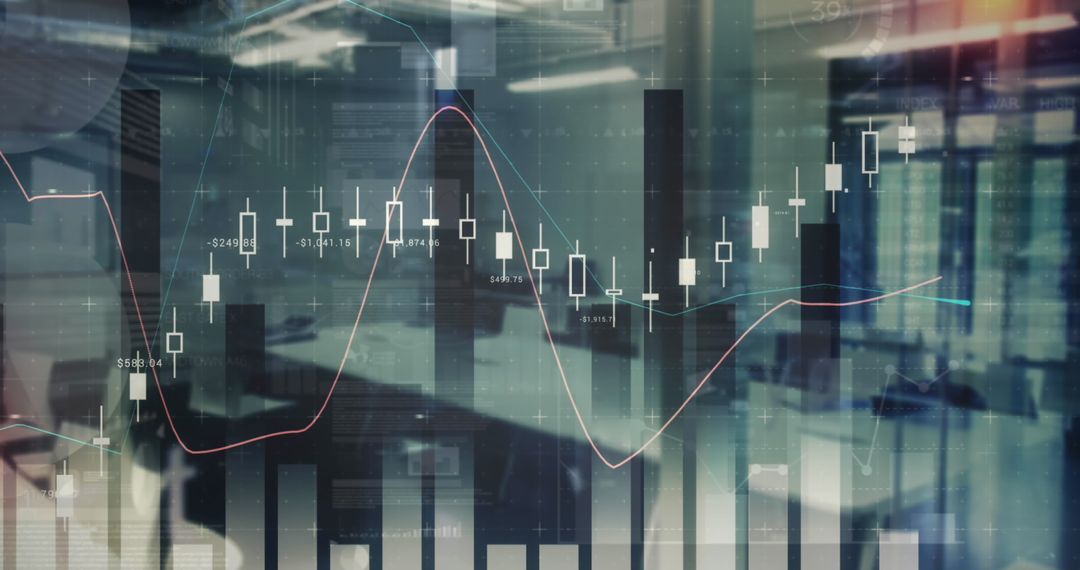 Digital Graphs in Modern Office for Business Progress Concept