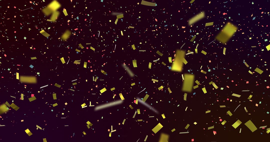 Vibrant Gold and Colorful Confetti Falling on Black Background - Free Images, Stock Photos and Pictures on Pikwizard.com