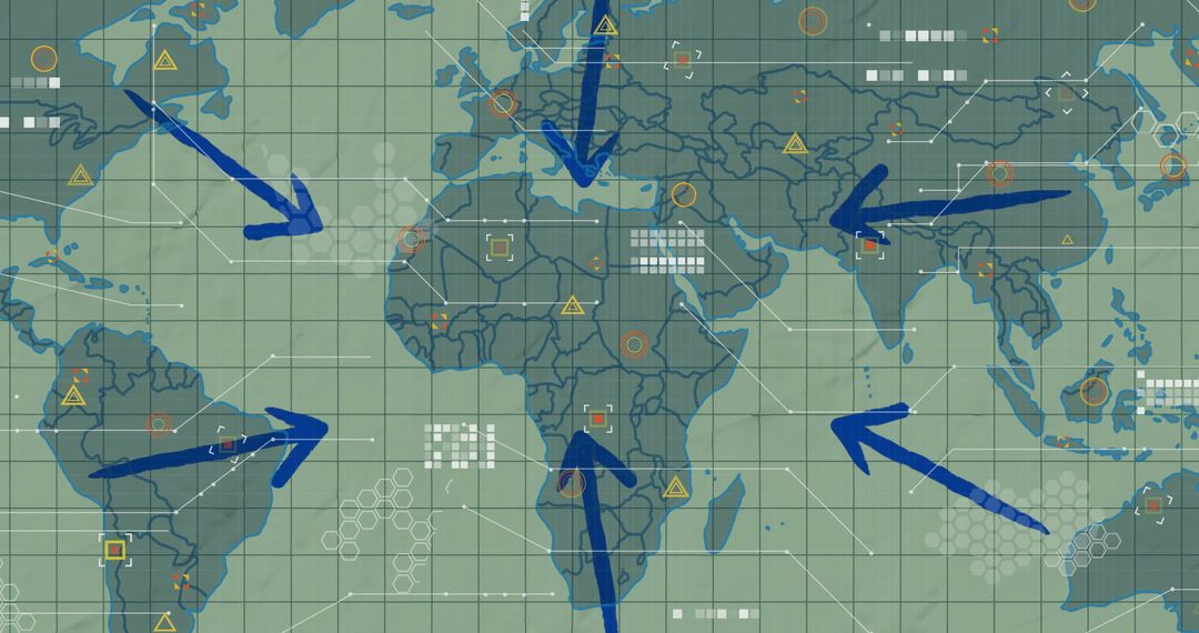 Global Convergence Arrows on Digital Grid Map Design
