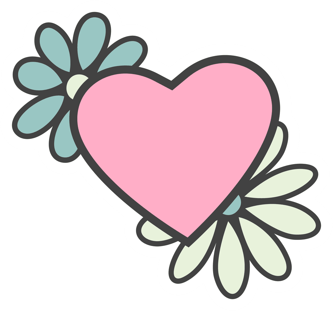 Heart with Daisies Symbolizing Love on Transparent Background