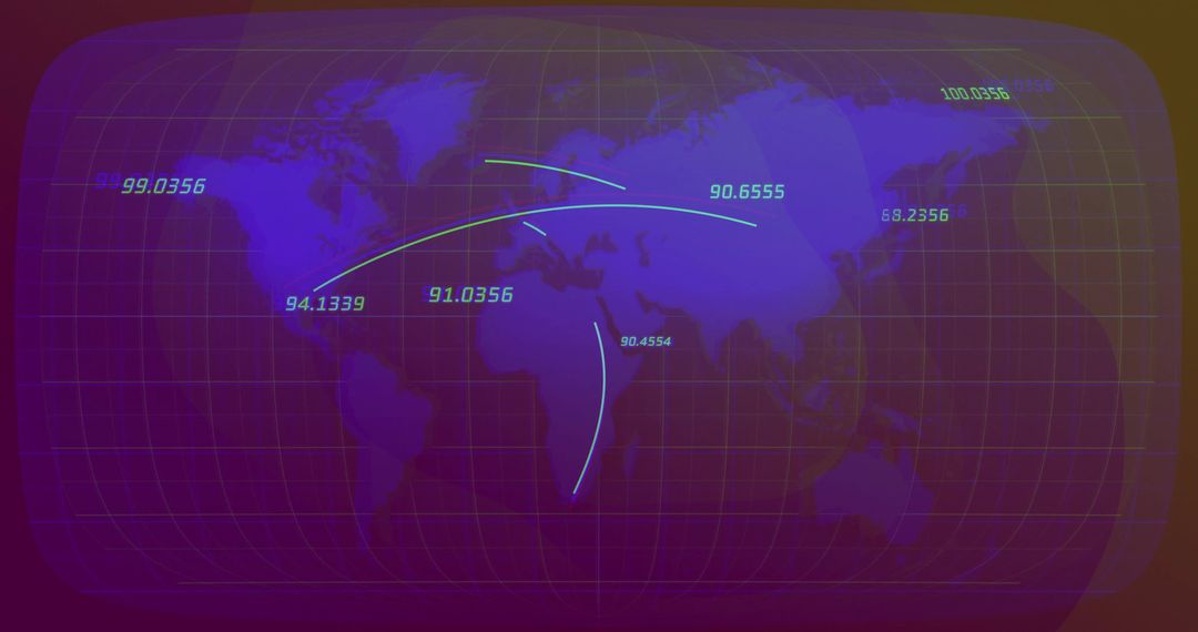Futuristic Neon World Map Display with Data Connectivity