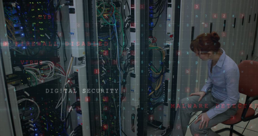 Female IT Technician Examining Server Connections
