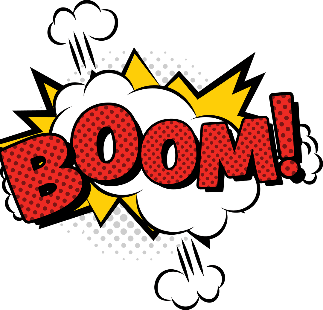 Comic Style Boom Speech Bubble on Transparent Background