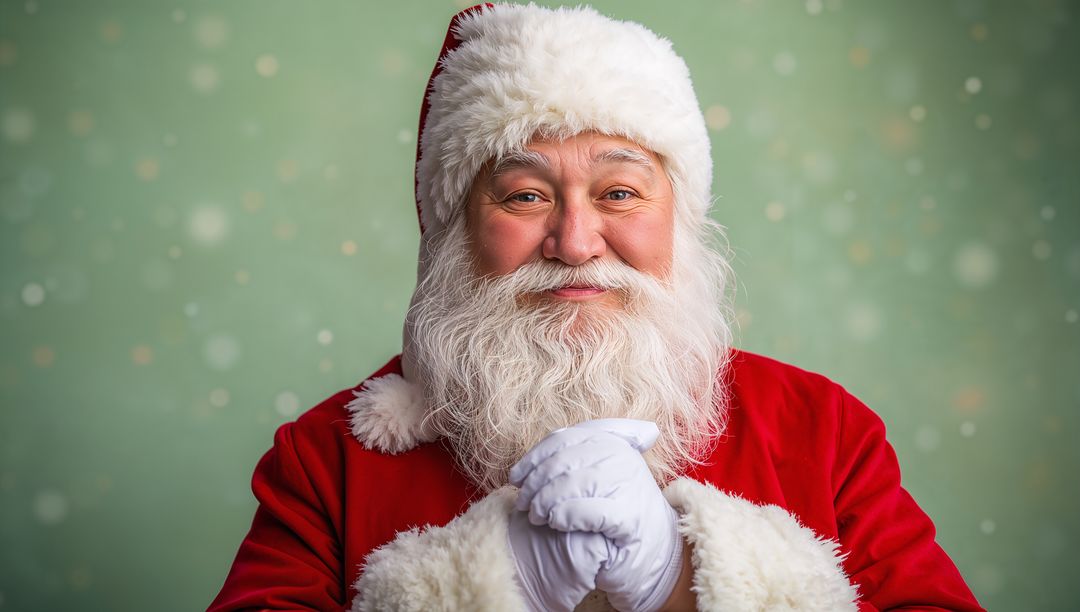 Smiling Santa Claus Portrait with Festive Background