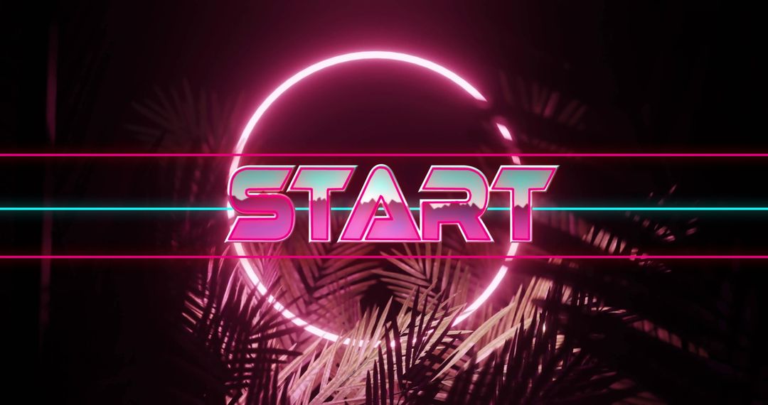 Neon Start Text Overlay on Vibrant Pattern Background