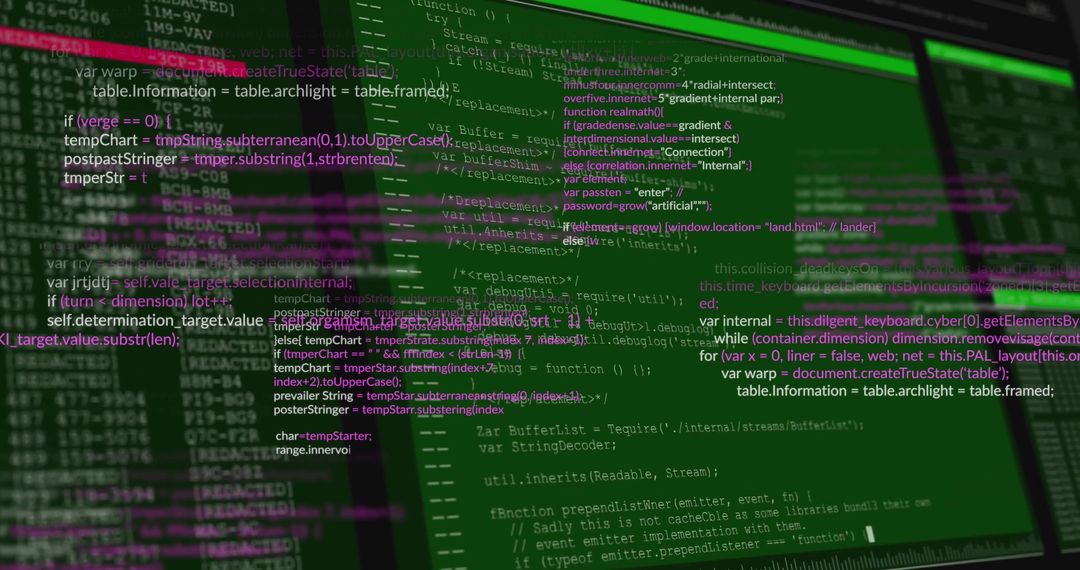 JavaScript Code Display on Monitor in Dark-Themed Environment