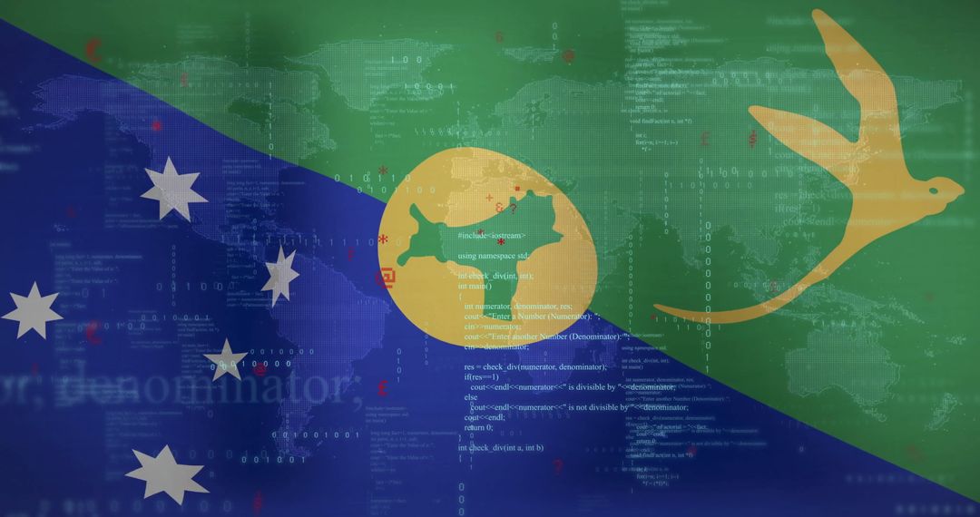 Digital Data Overlay with Solomon Islands Flag and World Map