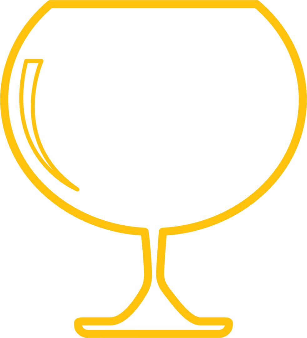 Digital Vector Outline of Wine Glass on Transparent Background