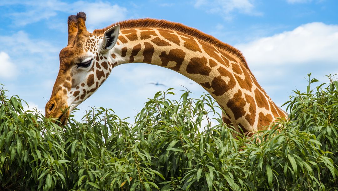 Giraffe Browsing Foliage in Nature Reserve Safari Adventure