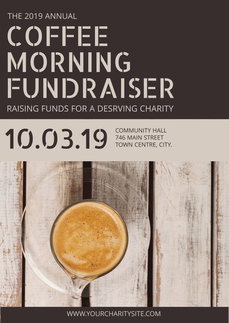 Rustic Coffee-Themed Fundraiser Event Poster Template - Download Free Stock Templates Pikwizard.com