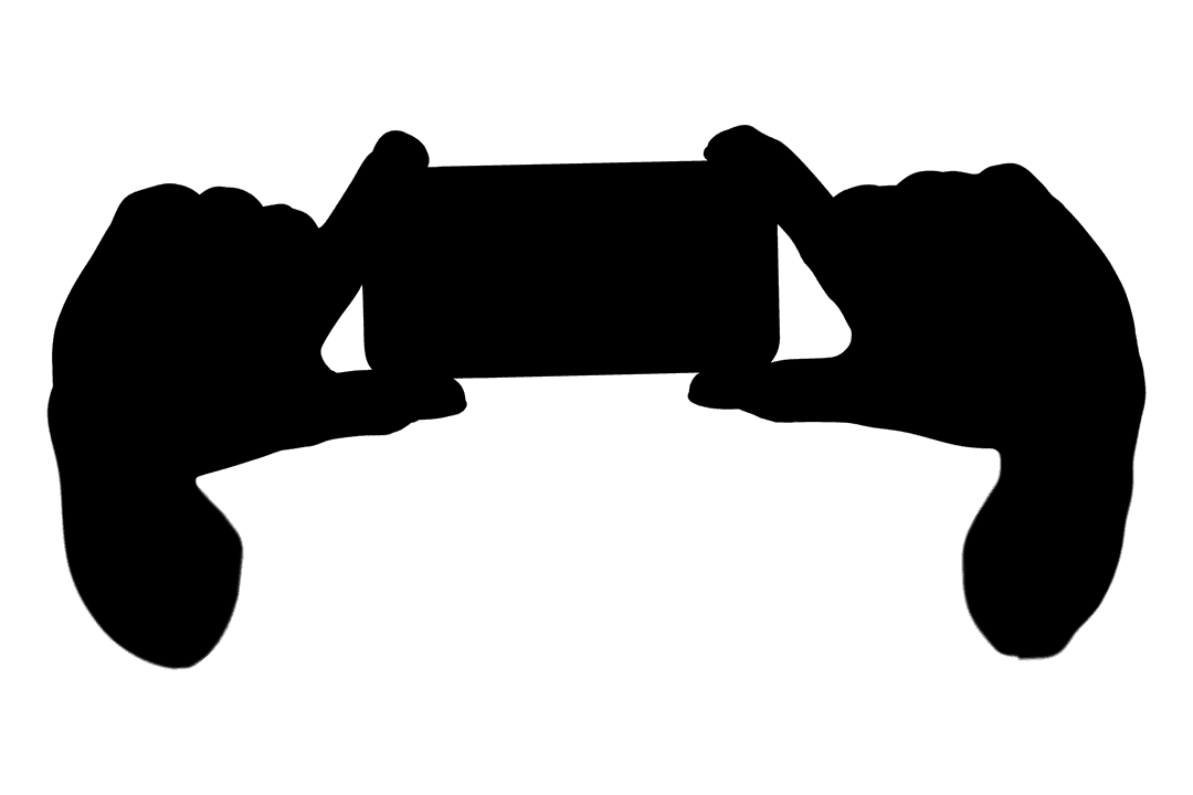 Silhouette of Hands Holding Smartphone Transparent Background