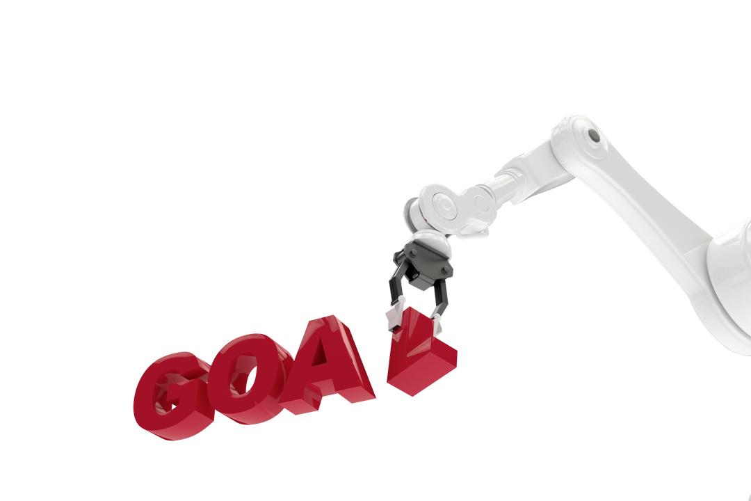 Robot Arm Reaching for Goal Text on Transparent Background - Download Free Stock Images Pikwizard.com