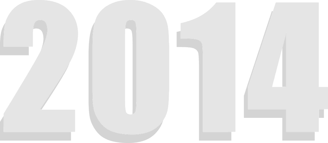 Gray 2014 Digital Number on Transparent Background