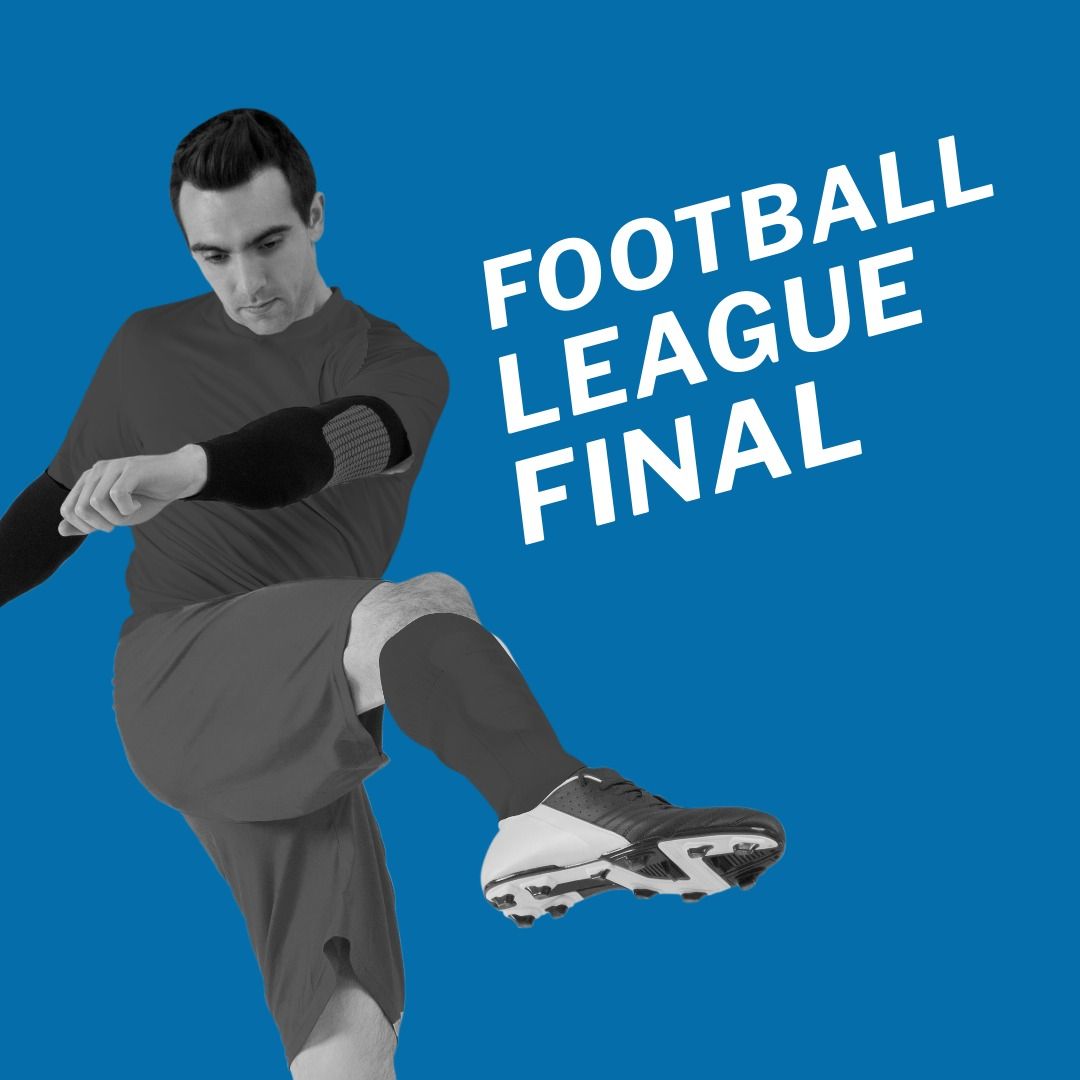 Football league final text by caucasian male football player playing over blue background - Download Free Stock Templates Pikwizard.com
