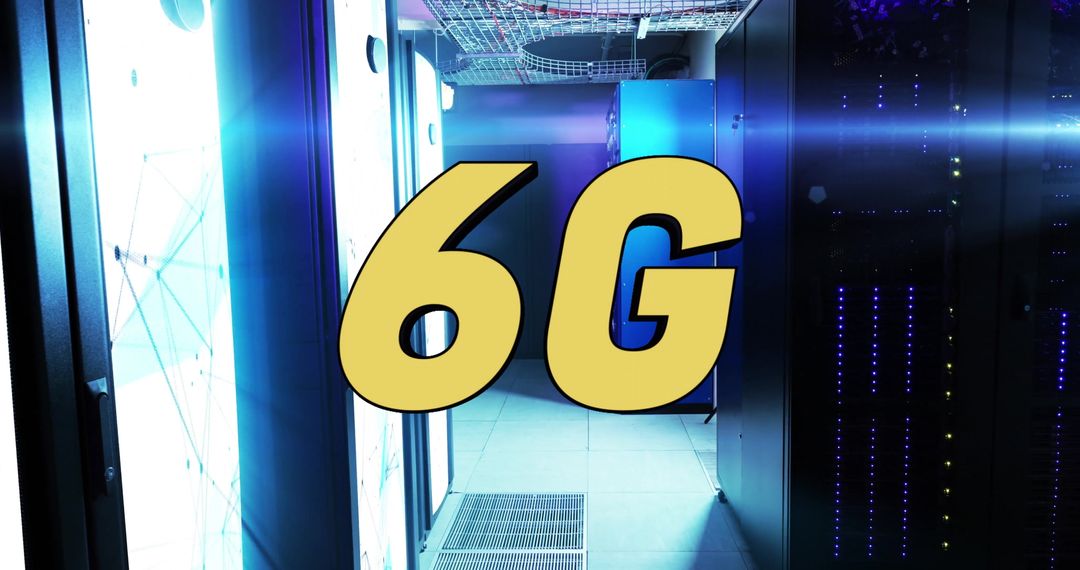 6G Technology Concept in Futuristic Data Center Corridor